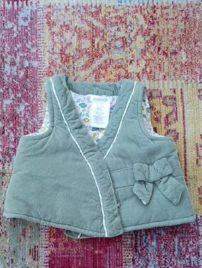 Sage Green Shabby Chic Baby Girl Corduroy Vest
